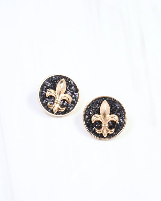 Frankie Fleur De Lis Earring Black