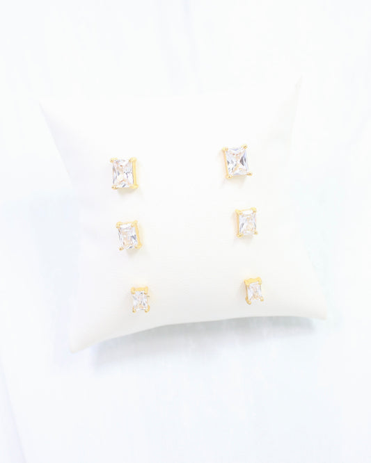 Noelle  CZ Stud Earring Set WR Gold