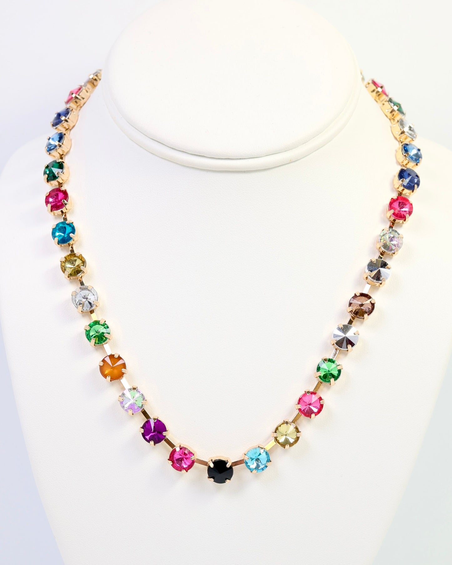 Shalimar Small  Rhinestone Necklace Dark Multi