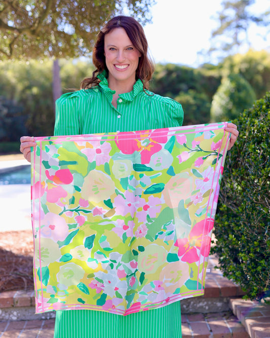 Wellford Garden Print Scarf Green