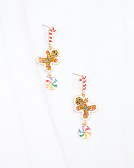 Gingerbread Man Dangle Earring Multi