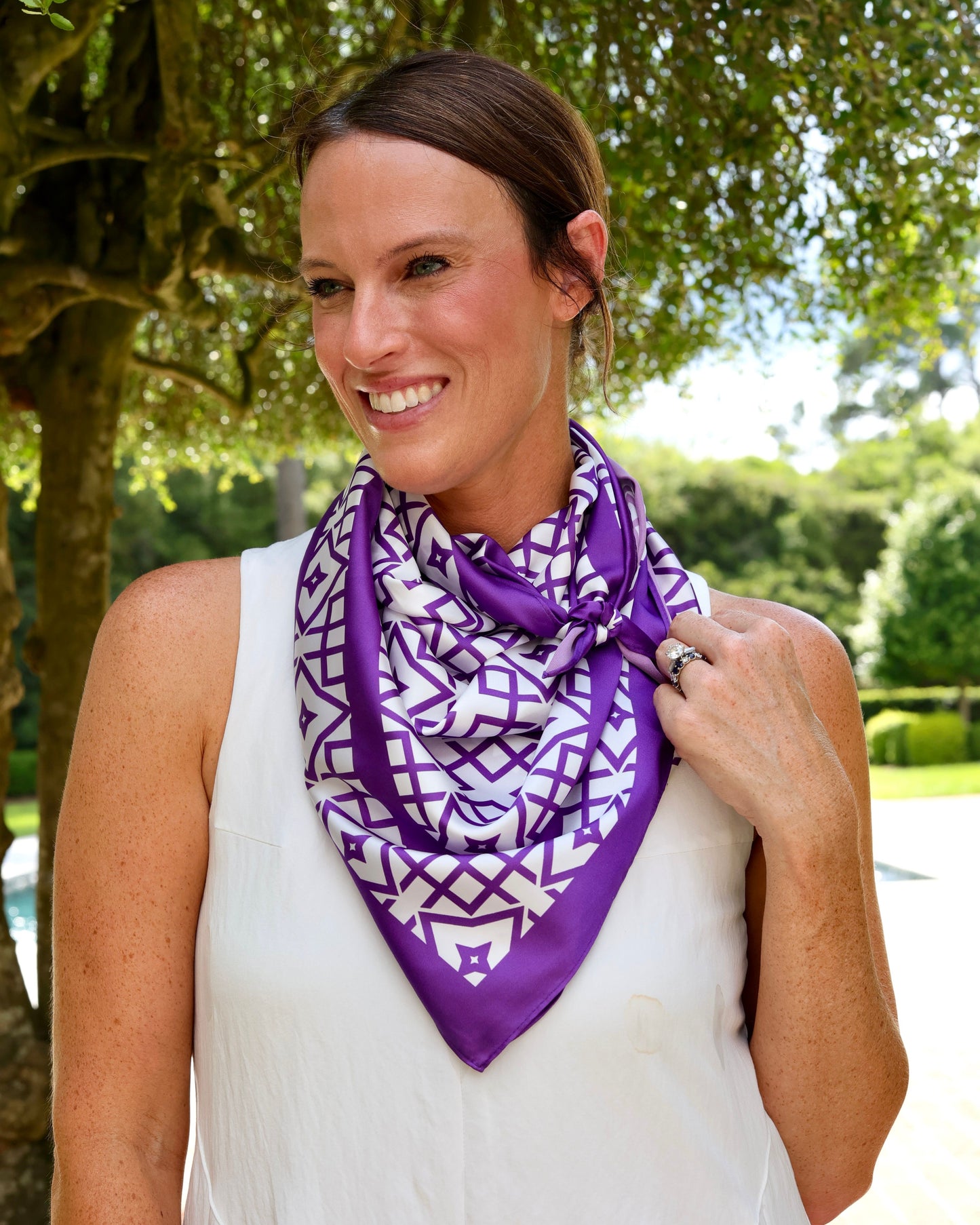 Langston Geometric Scarf Large Purple White