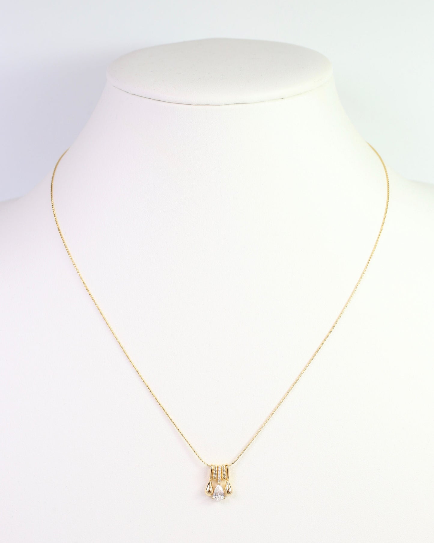 Fremont CZ Teardrop Link Necklace WR Gold
