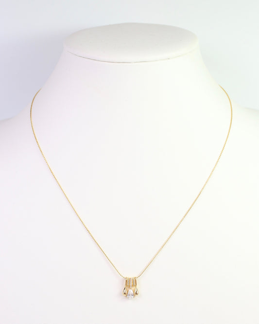 Fremont CZ Teardrop Link Necklace WR Gold