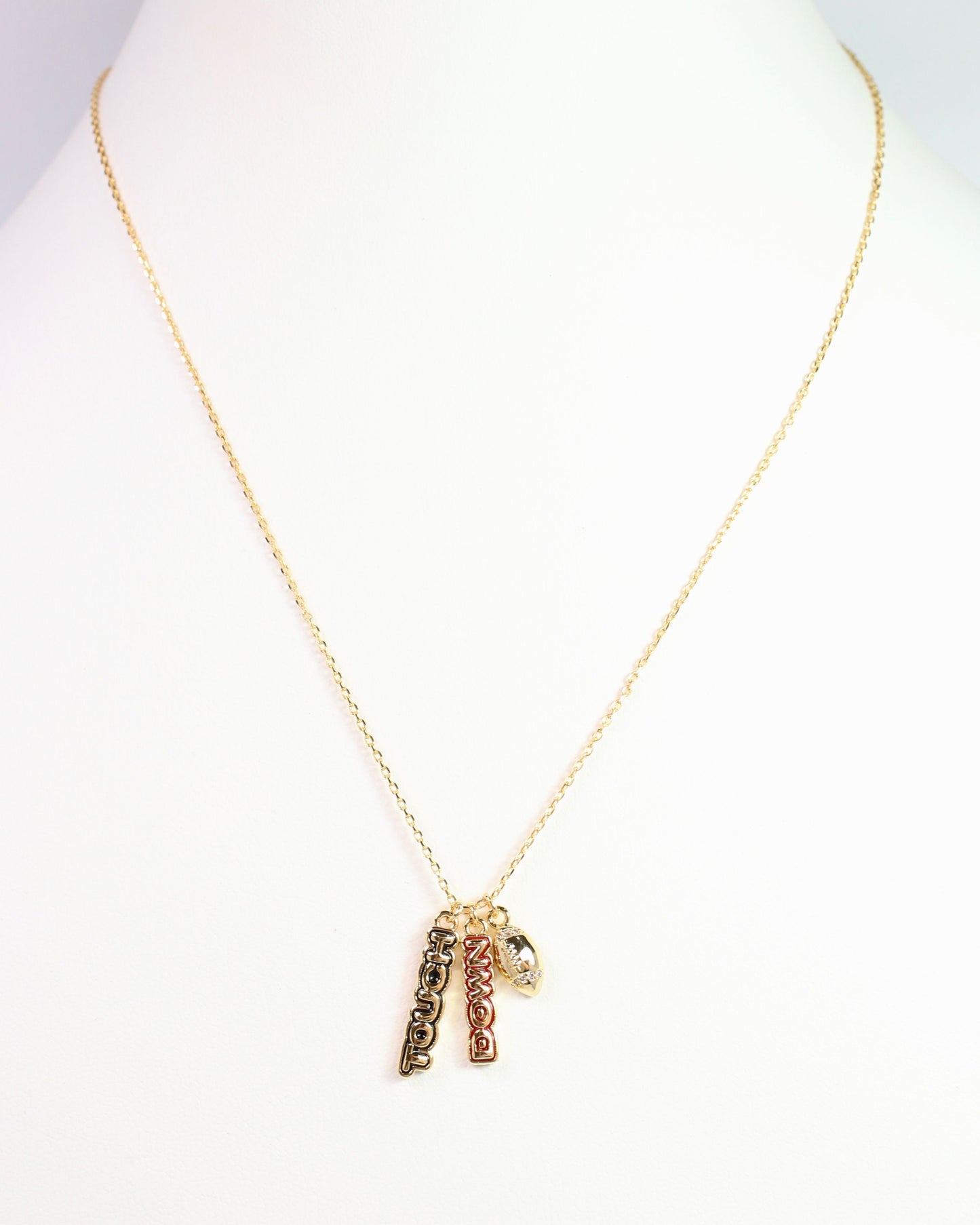 Enamel Touch Down Necklace Red Black