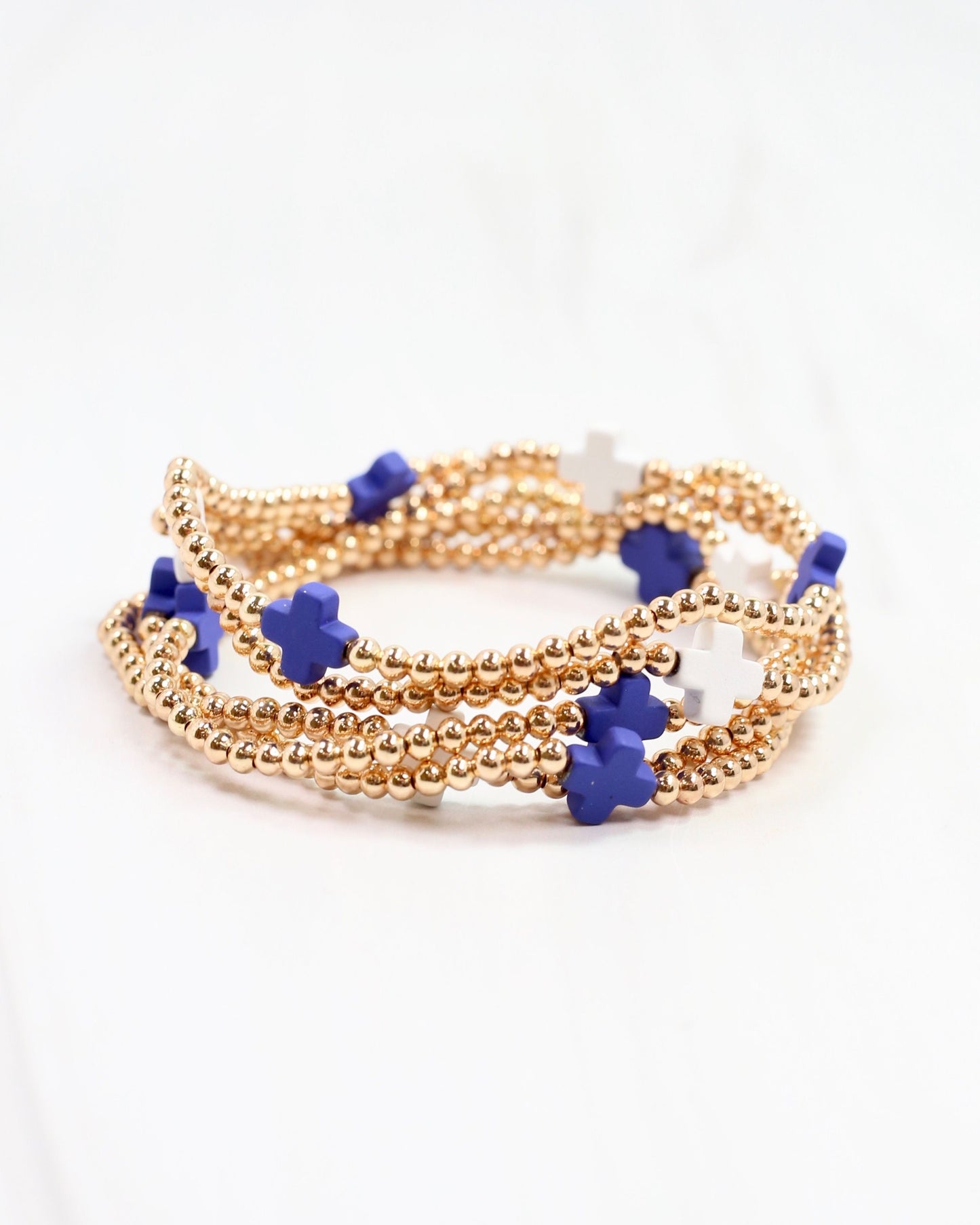Brittany Cross Bracelet Set Blue White