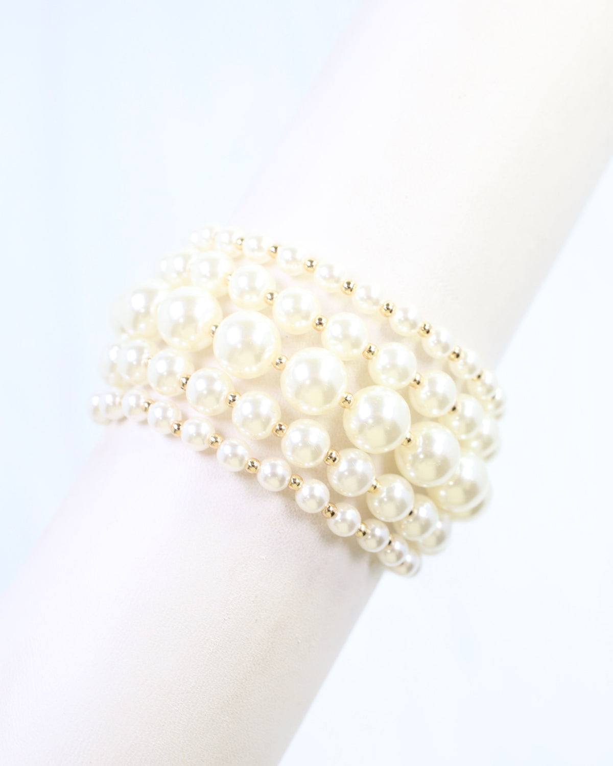 Barclay Stretch Pearl Bracelet Set Gold