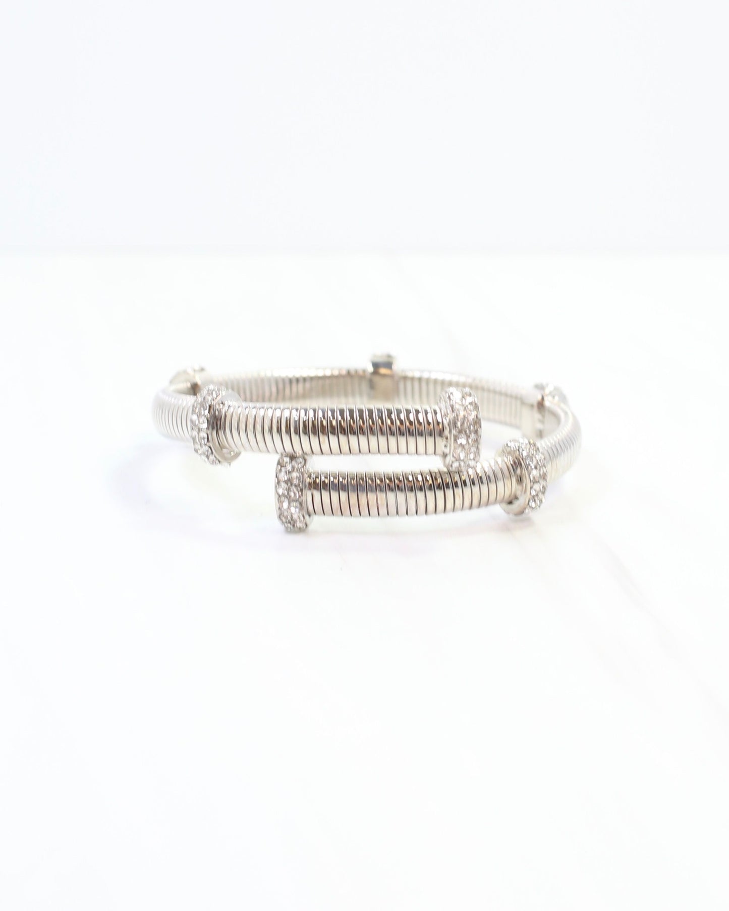 Clayton Crystal Coil Bracelet Silver