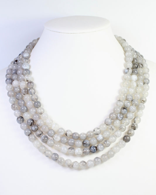Micah Beaded Buckle Necklace Gray
