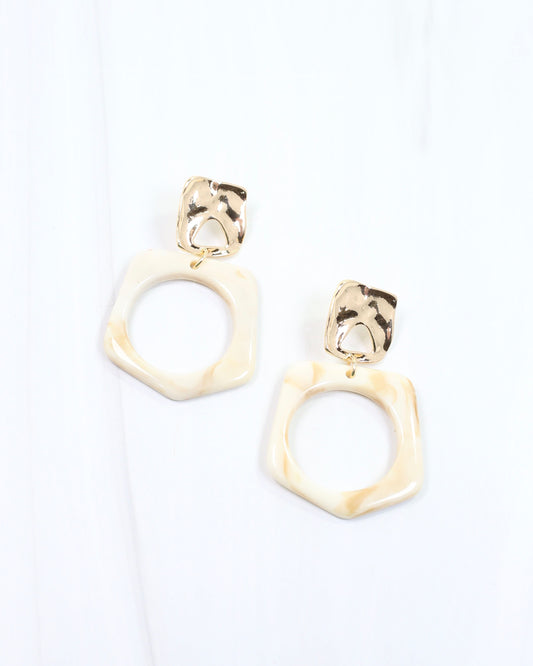 Ceduna Hammered Gold Dangle Earring Ivory