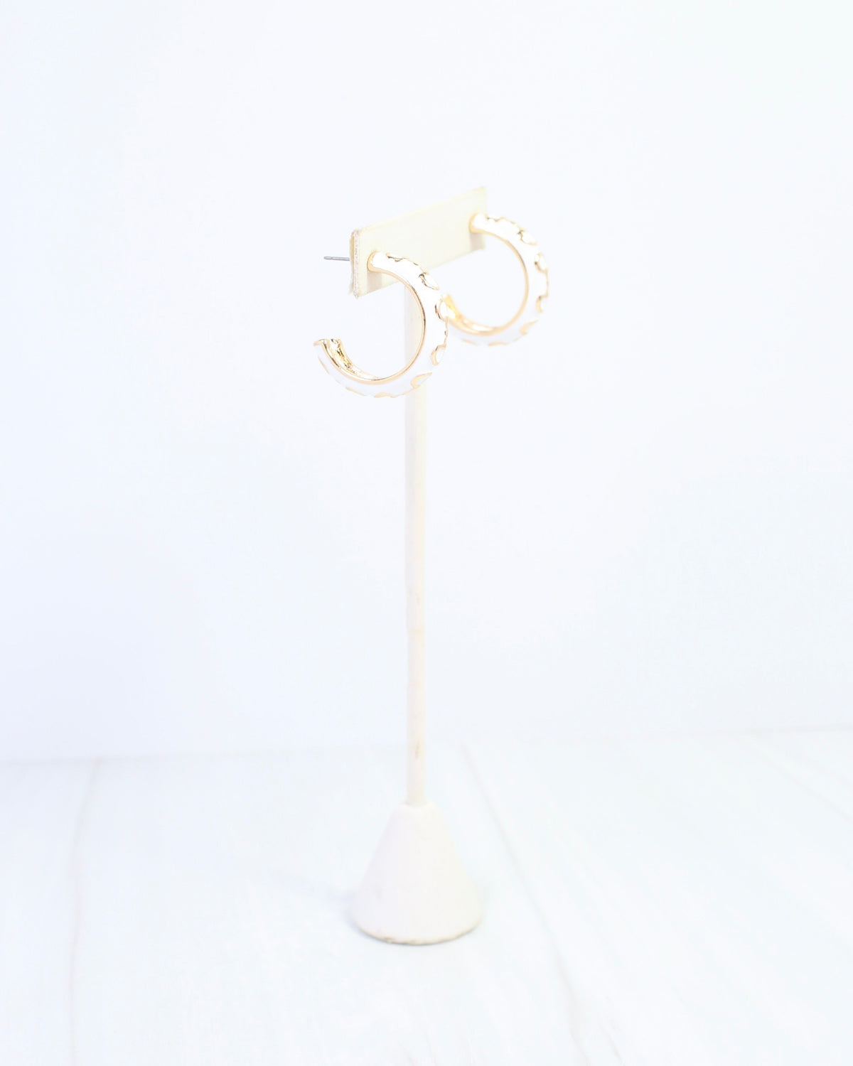Kaylene Horsebit Hoop Earring White