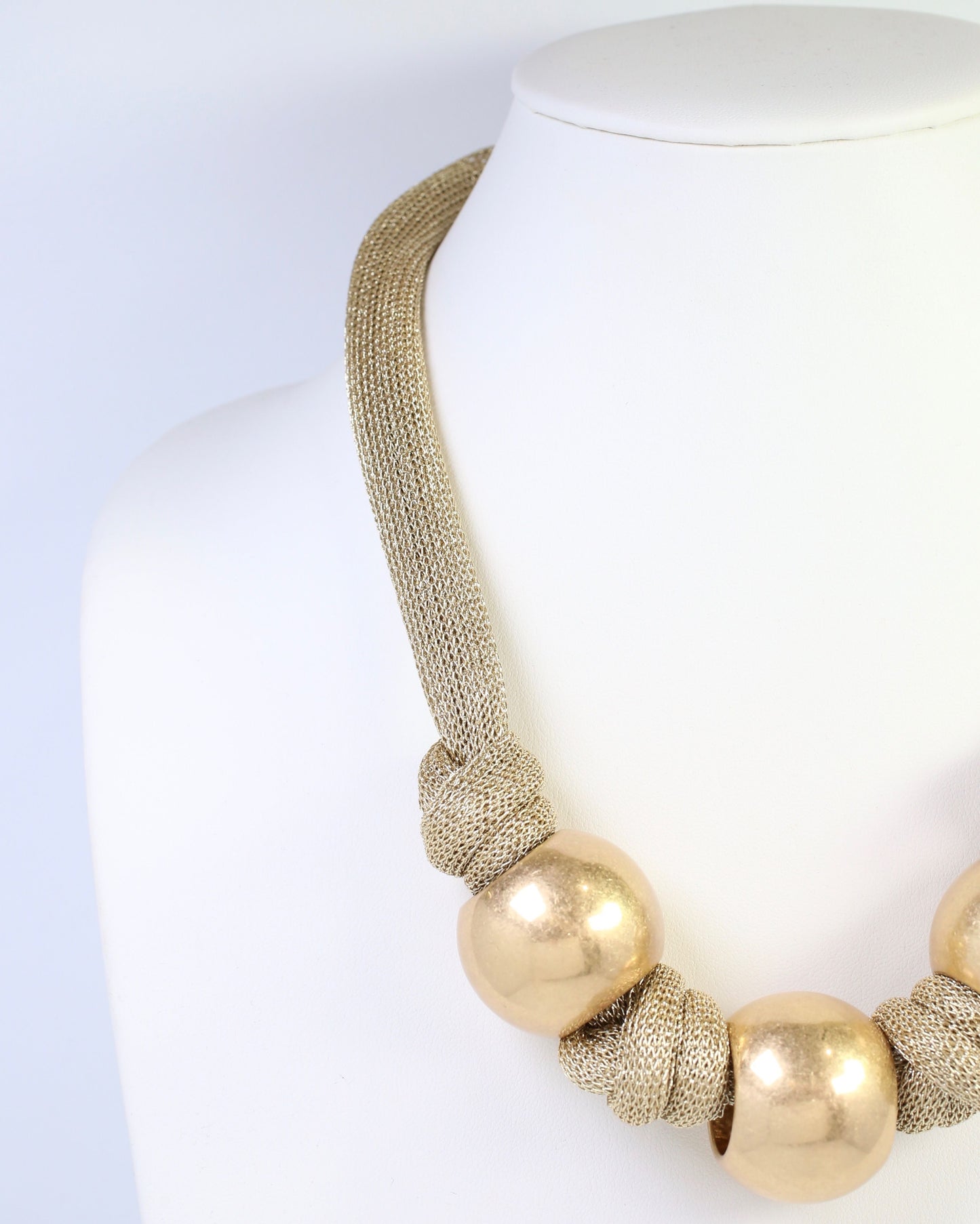 Asheboro Mesh Beaded Necklace Gold