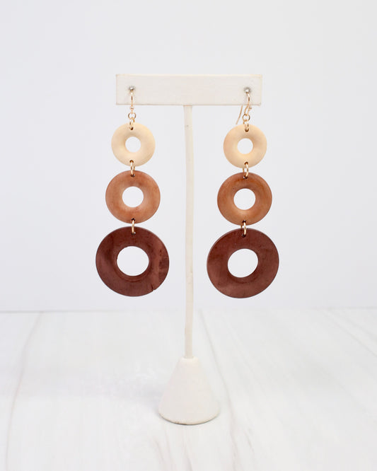 Florence Wooden Dangle Earring Natural