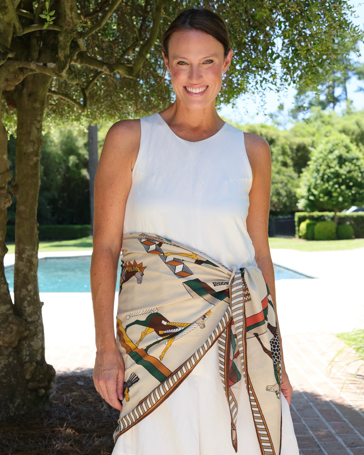 Horse Print Shawl Brown