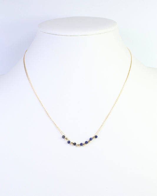 Paislee Double Strand Beaded Necklace Navy
