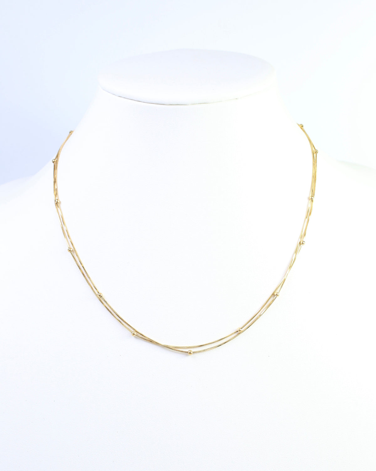 Roslyn Layered Ball Chain Necklace WP Gold