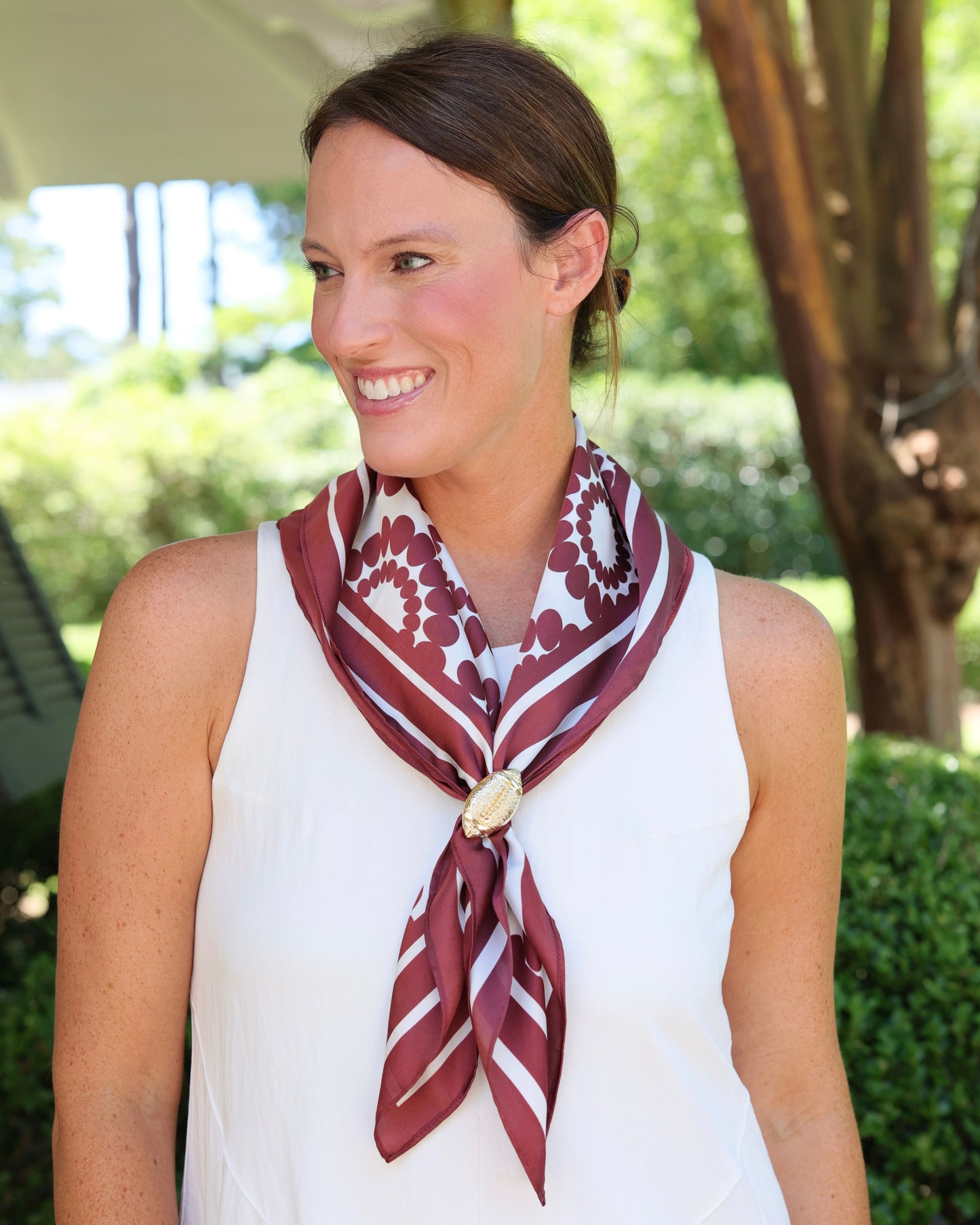 Lucy Floral Scarf Medium Maroon White