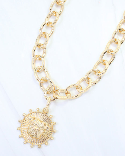 Carmen Coin Charm Dog Worn Gold