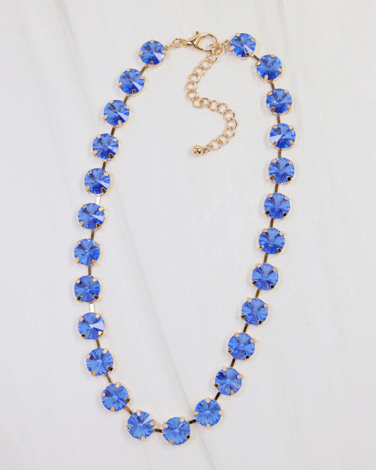 Roxanne Rhinestone Necklace Sapphire
