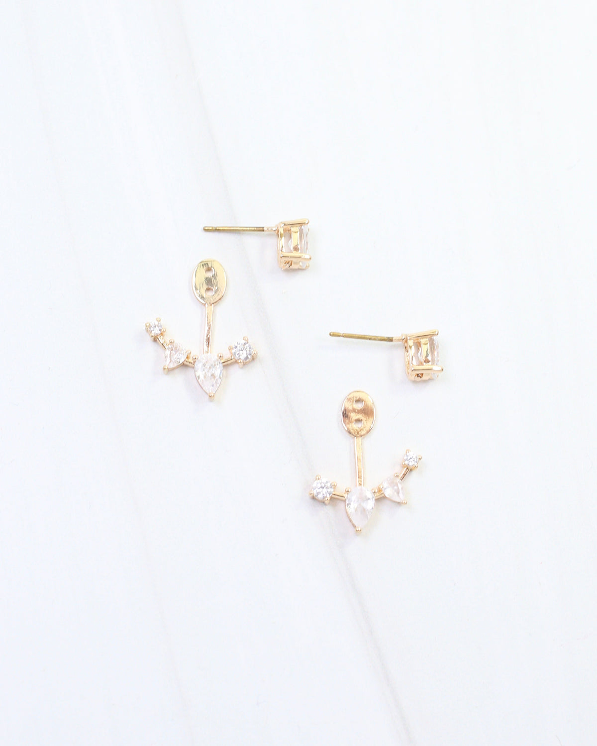 Mae CZ Ear Jacket Earring WR Gold