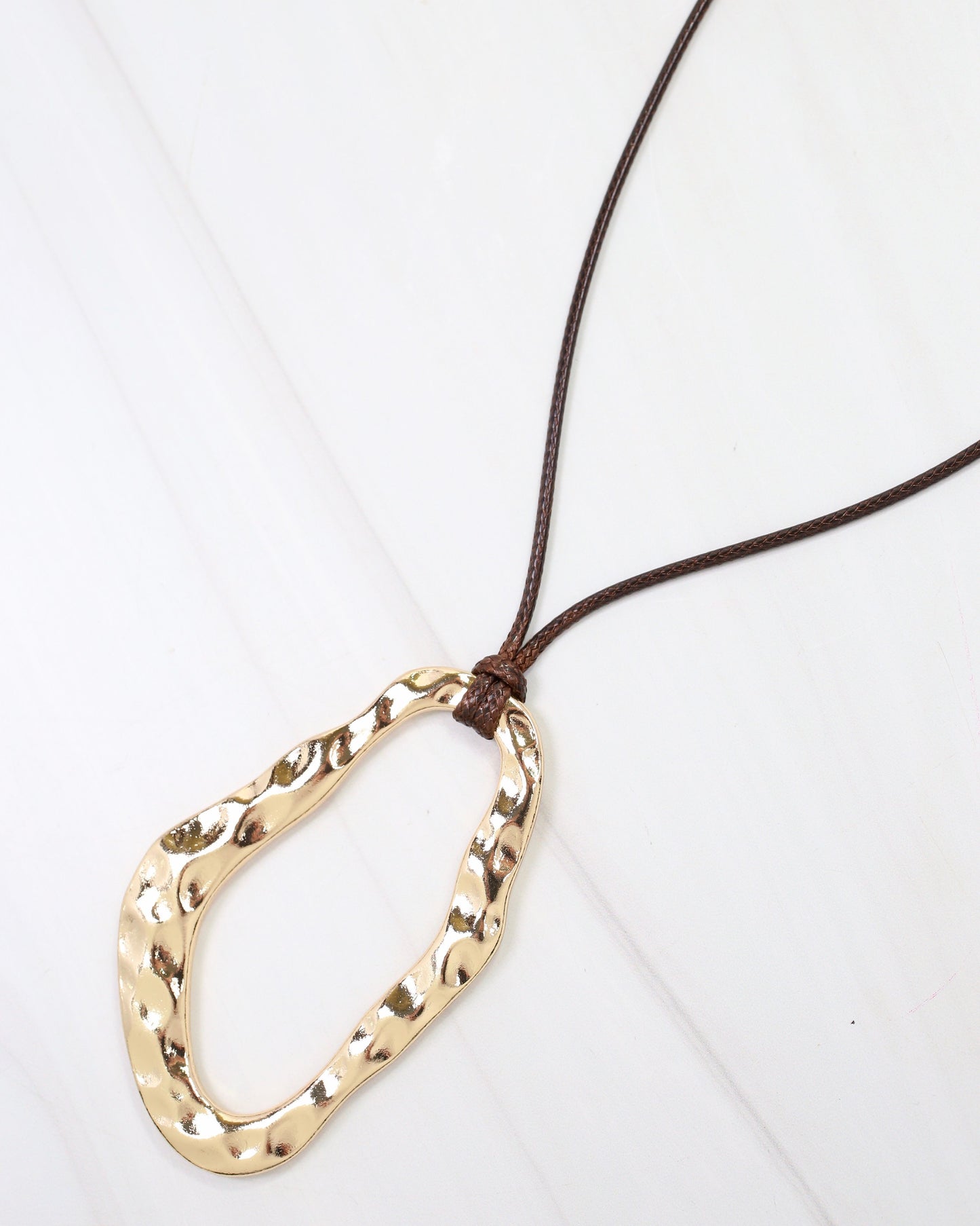 Frankfort Corded Necklace with Oval Pendant Gold