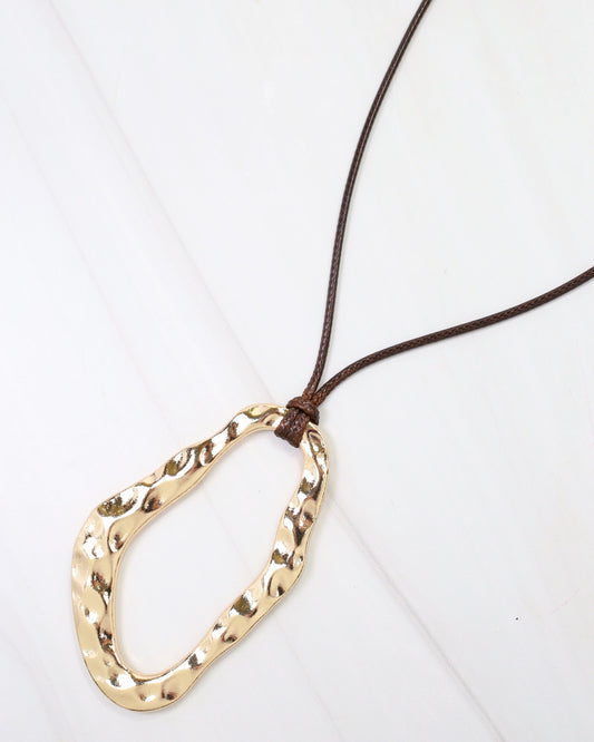 Frankfort Corded Necklace with Oval Pendant Gold