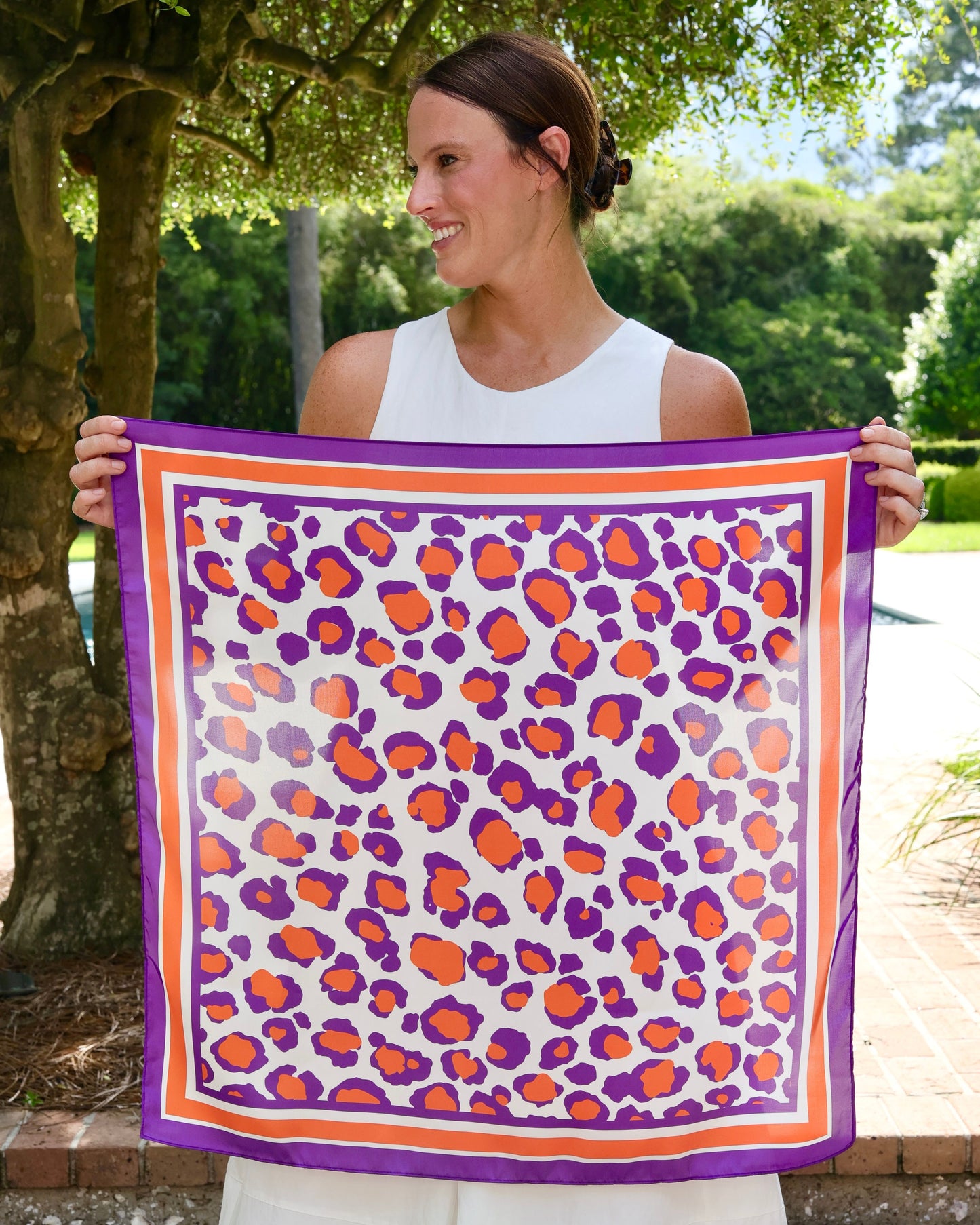Meredith Spotted Scarf Medium Purple Orange