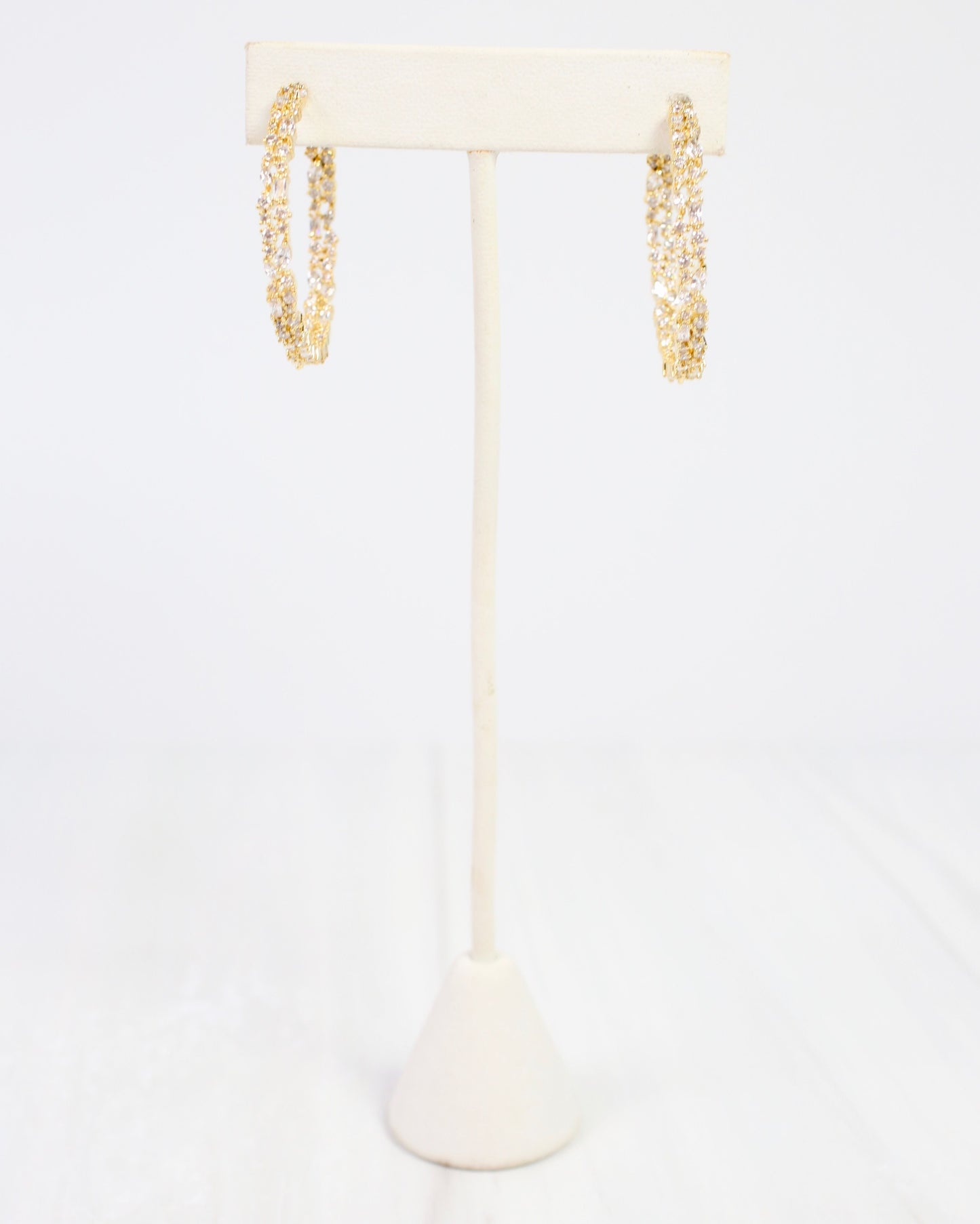 Shelby CZ Embellished Hoop Earring Gold