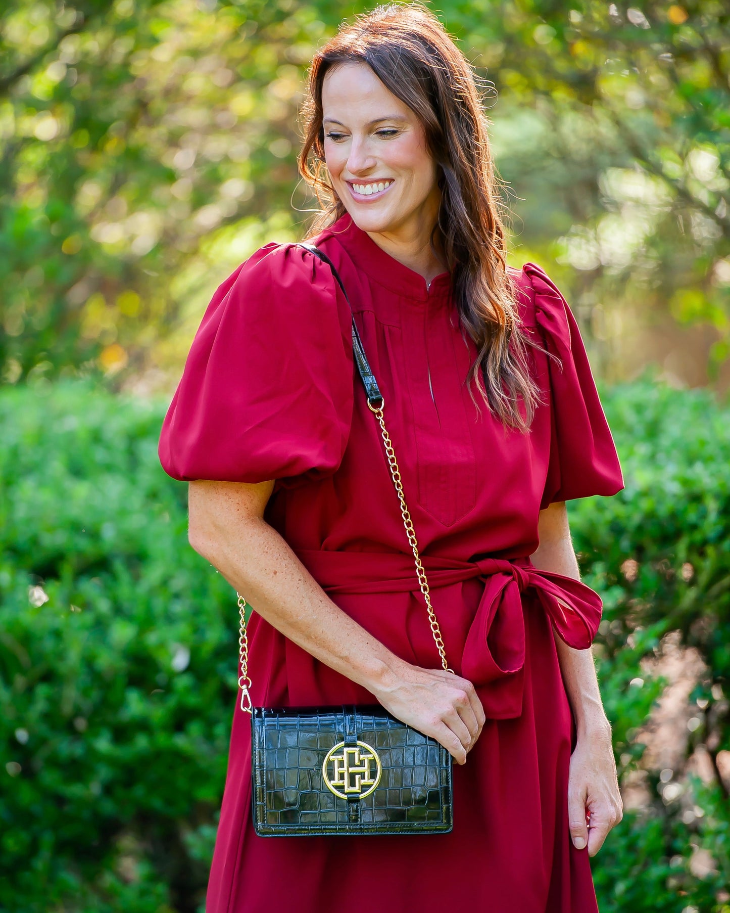 Cecilia Circle Logo Handbag Black Patent EC