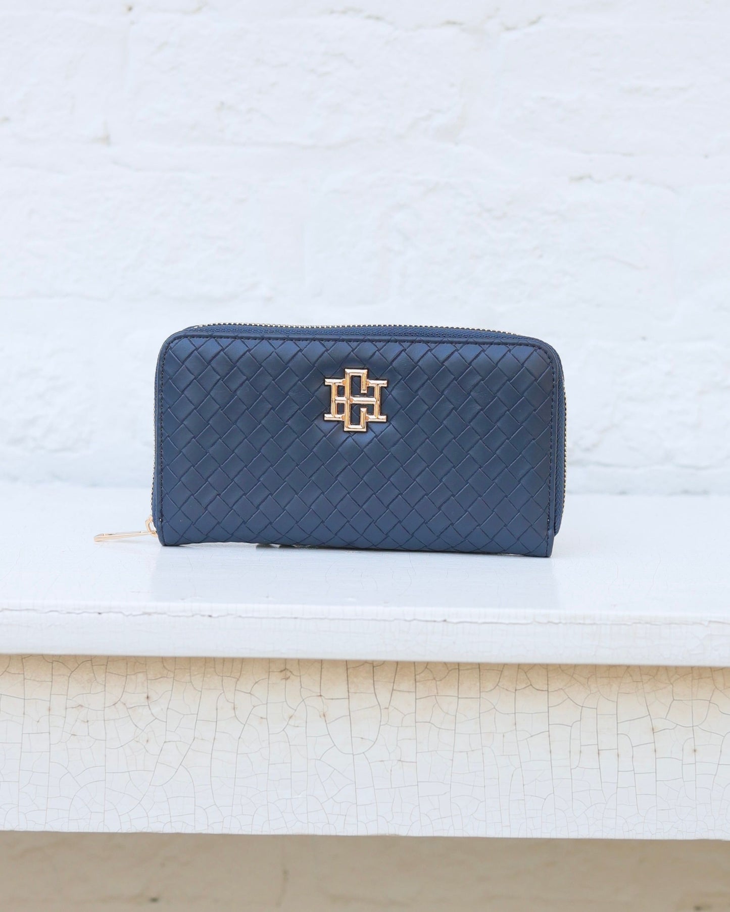 Penelope Wallet Woven Navy