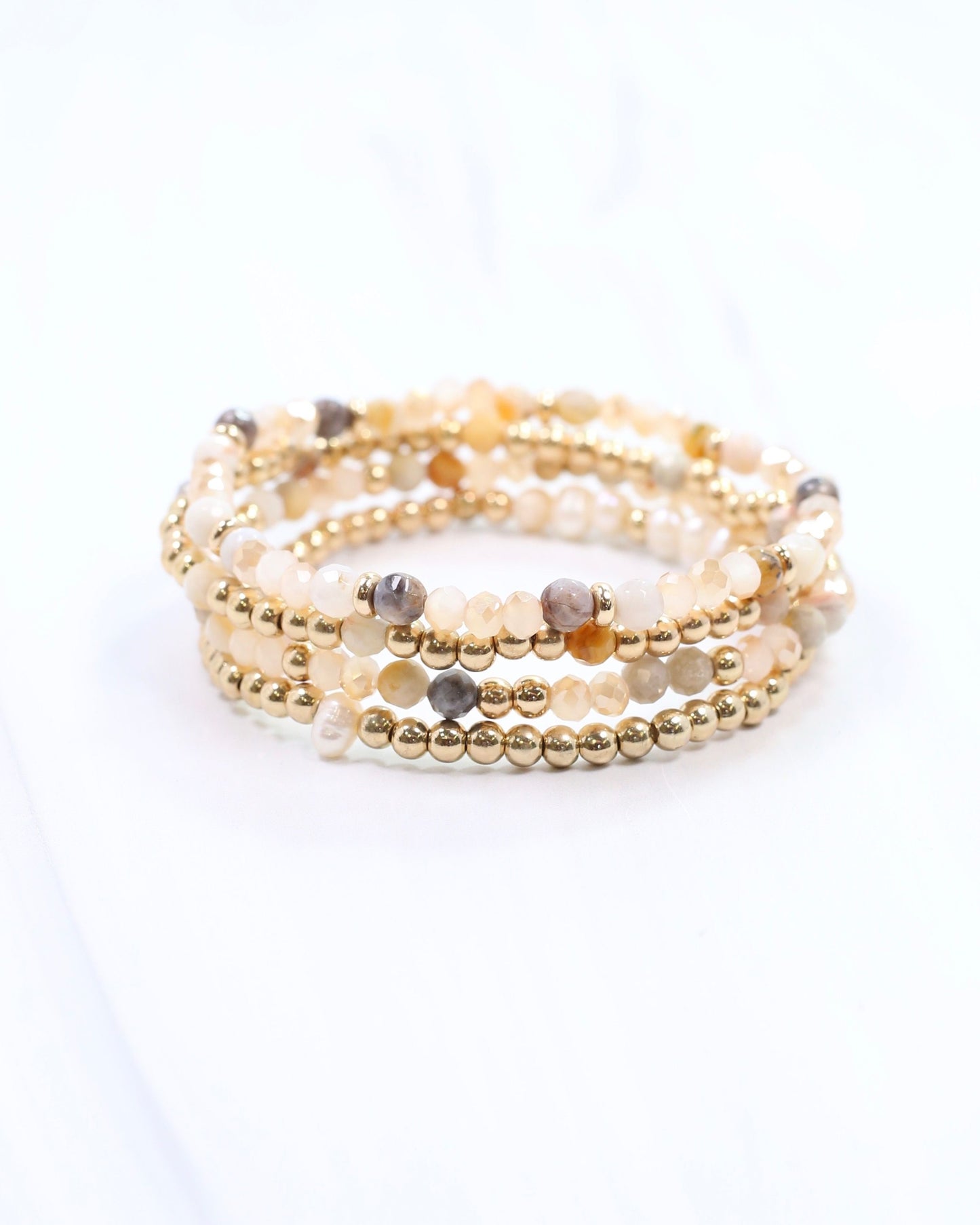 Quincy Beaded Bracelet Set Ivory