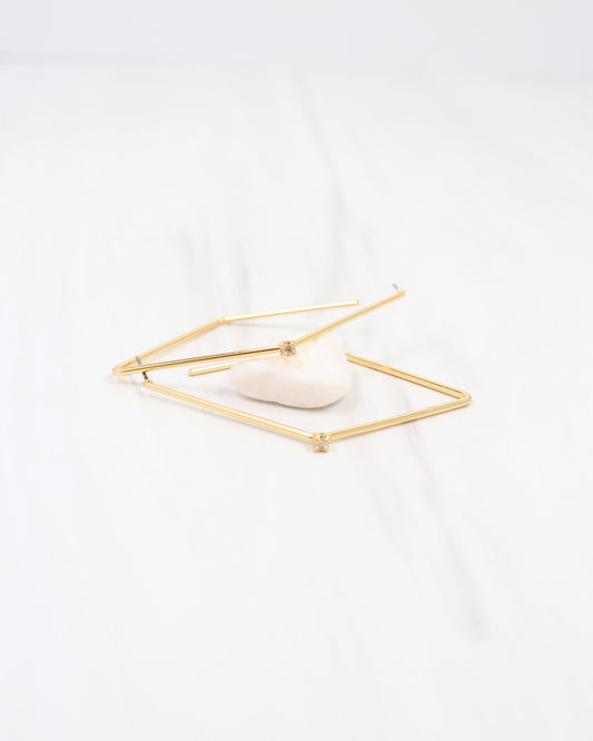Webster Diamond Shaped Hoop Earring Gold