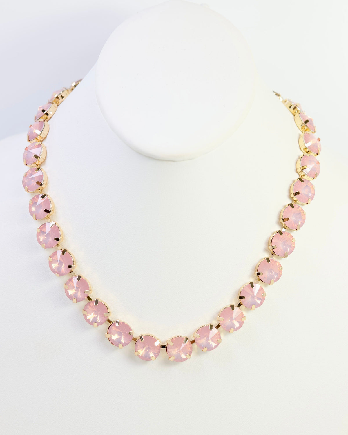 Harper Medium Rhinestone Necklace Pink Opal