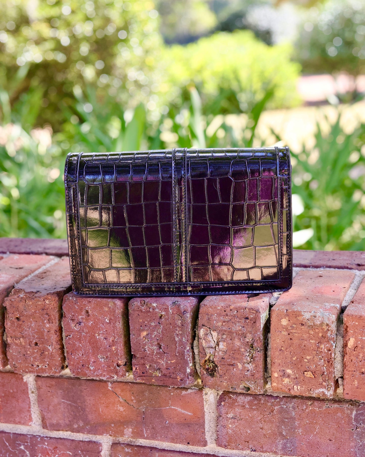 Cecilia Circle Logo Handbag Black Patent EC