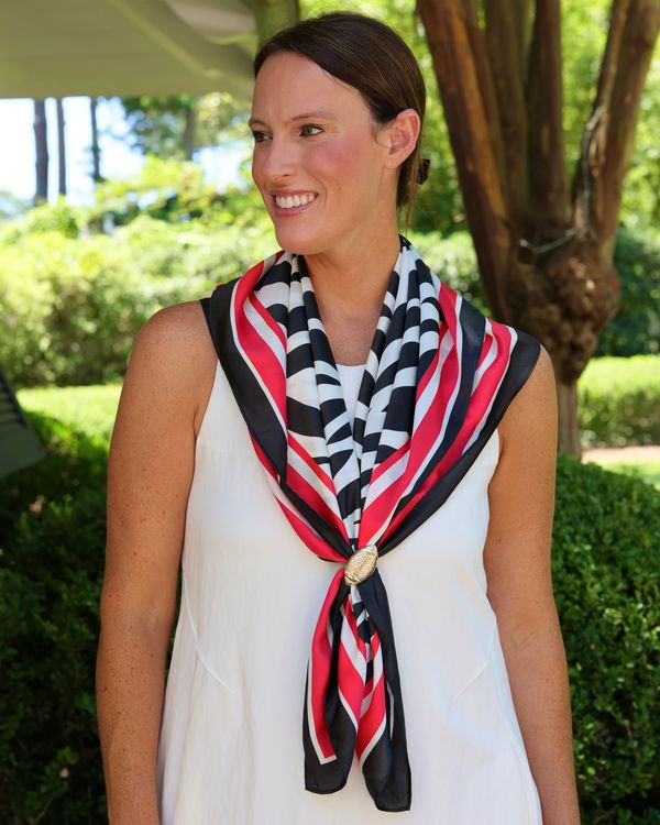 Harper Striped Scarf Large Red Black