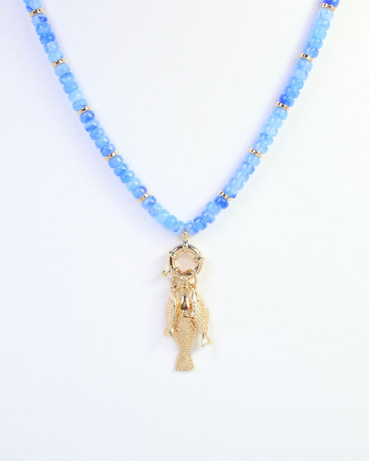 Addie Fish Charm Necklace Blue
