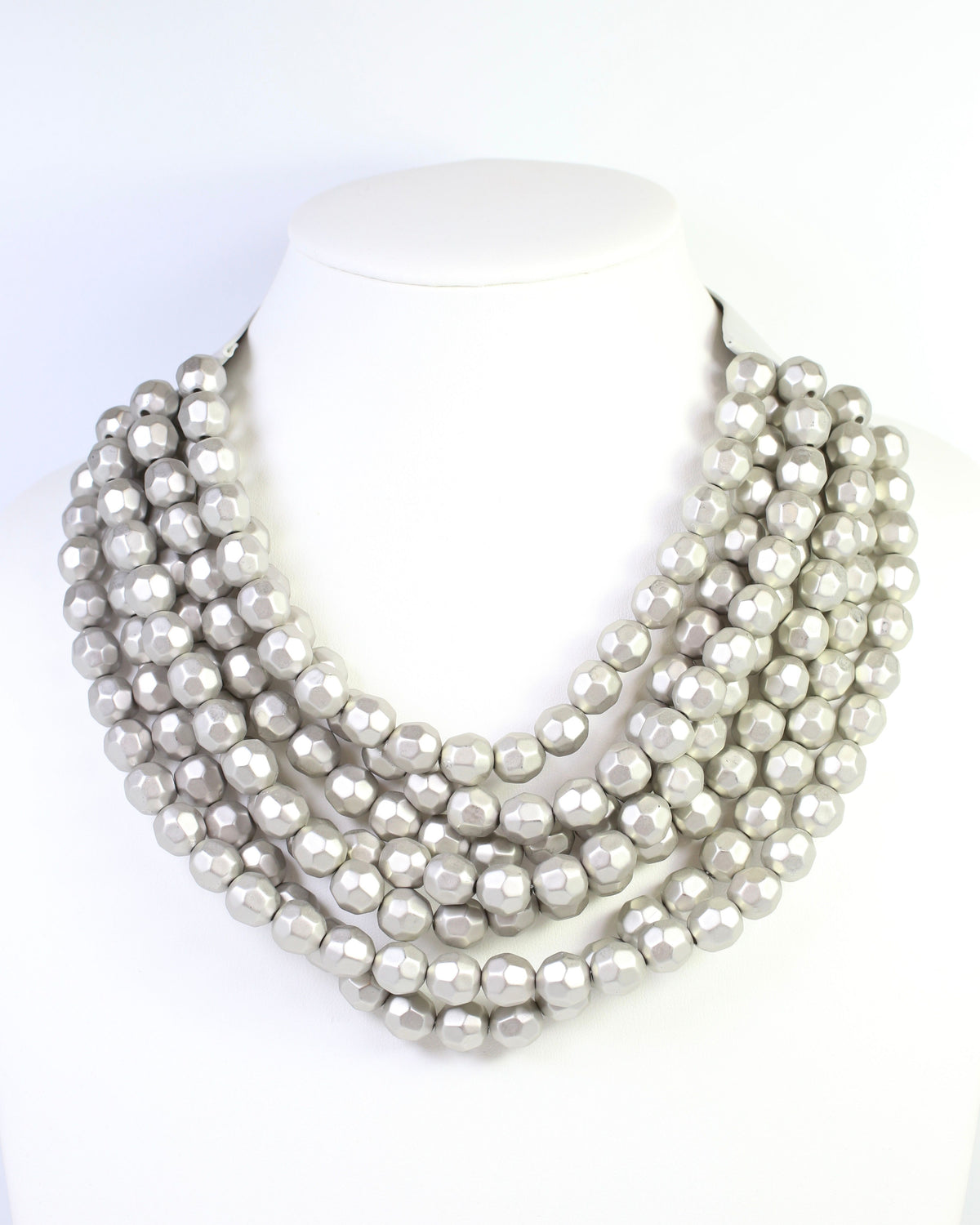 Cadence Multi Layered Beaded Necklace Matte Silver