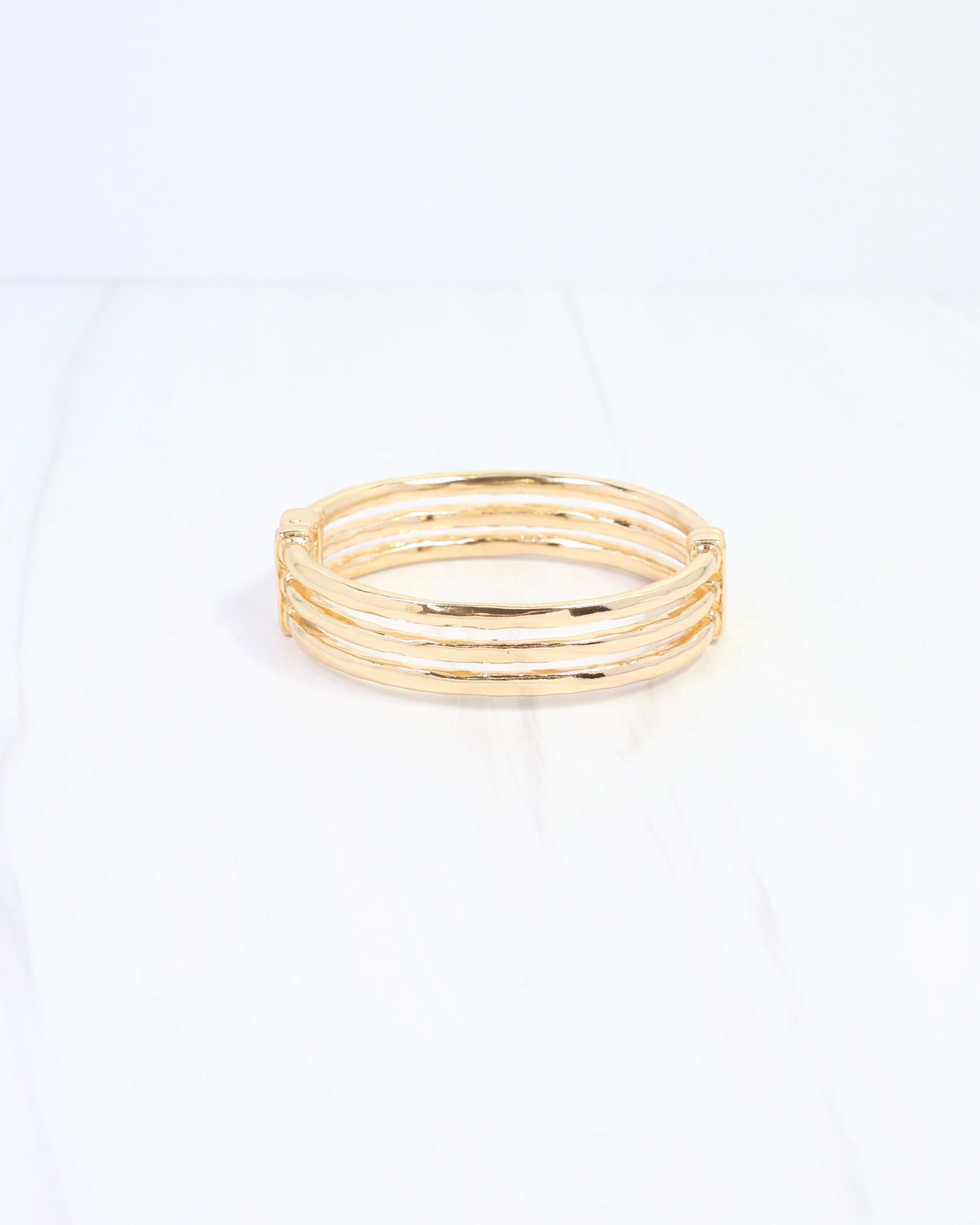 Katrina Three Row Hinged Bracelet Gold
