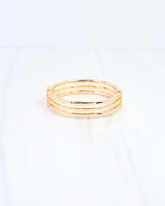 Katrina Three Row Hinged Bracelet Gold