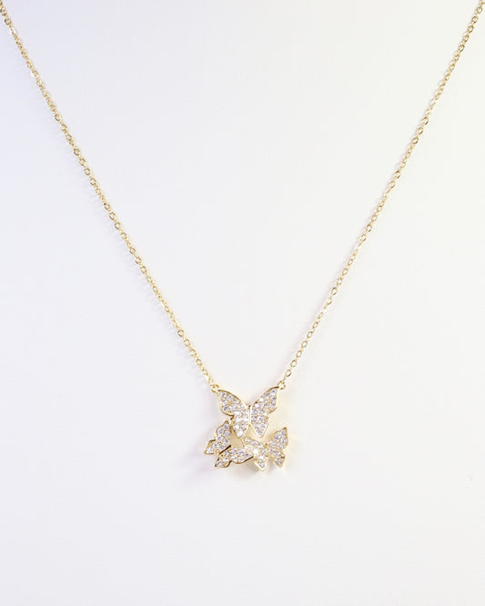 Taos Pave Butterfly Necklace WR Gold