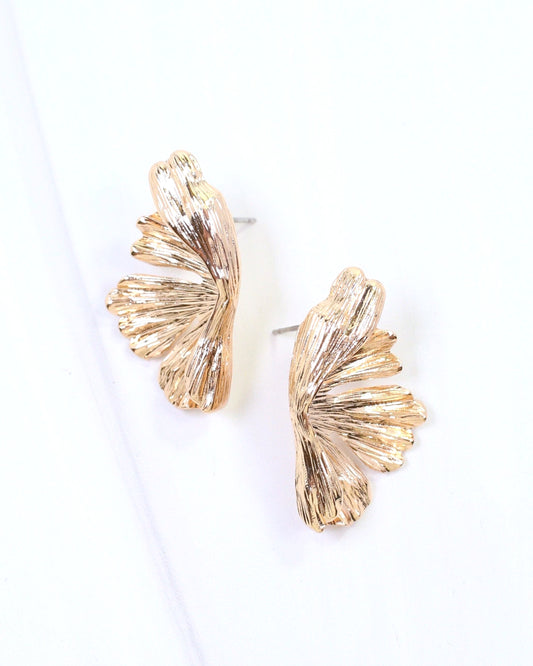 Amaya Leaf Fan Post Earring Gold