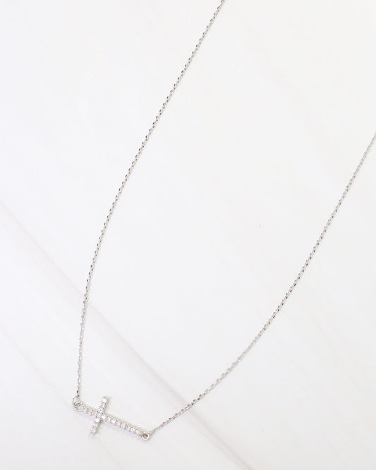 Lakehurst Side Cross Necklace WR Silver