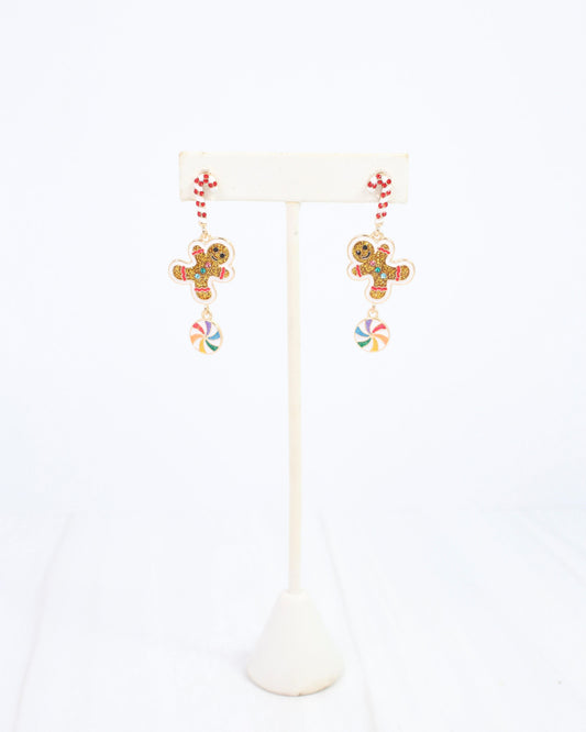 Gingerbread Man Dangle Earring Multi