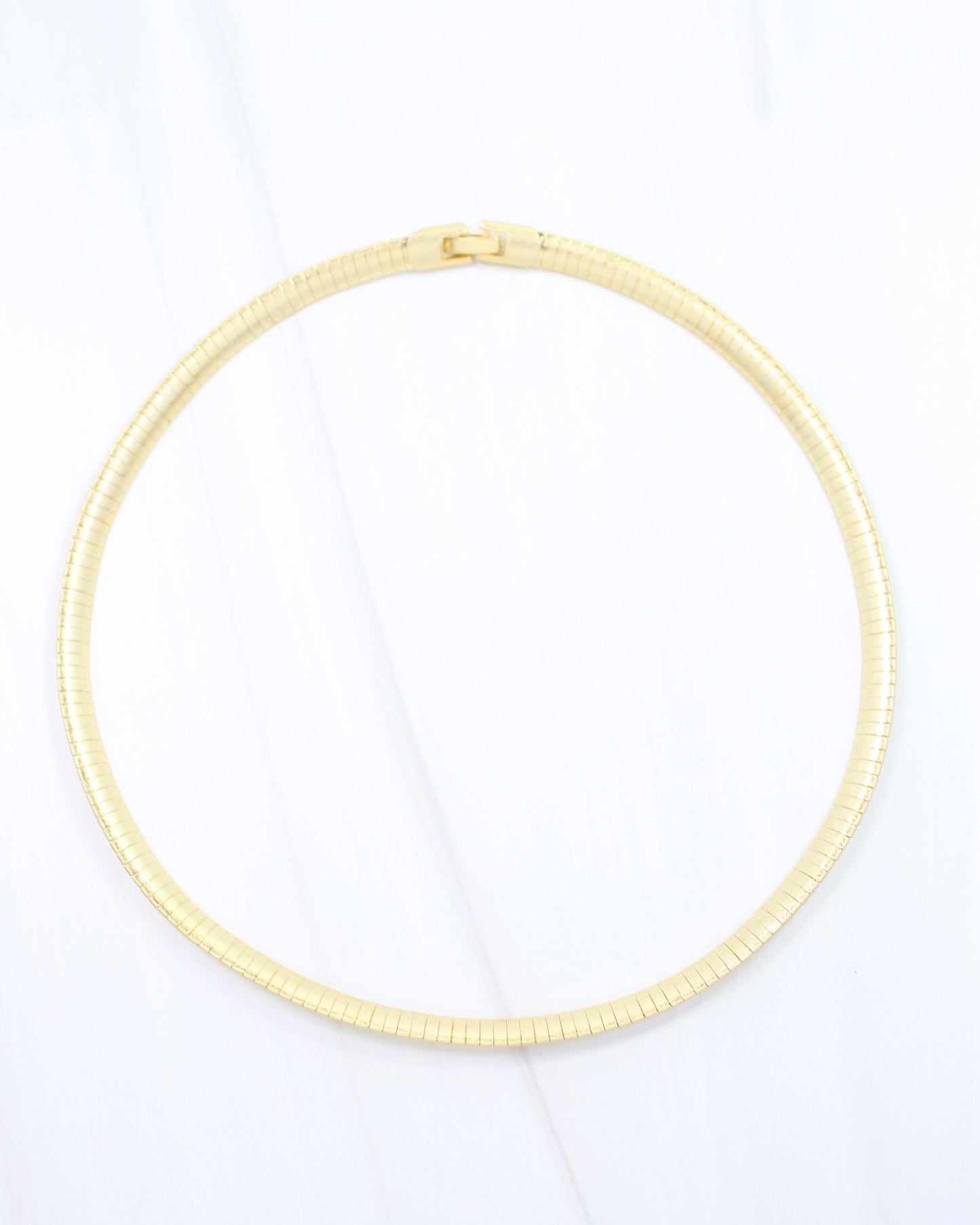 Emeline Herringbone Collar Necklace Worn Gold