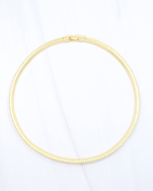 Emeline Herringbone Collar Necklace Worn Gold