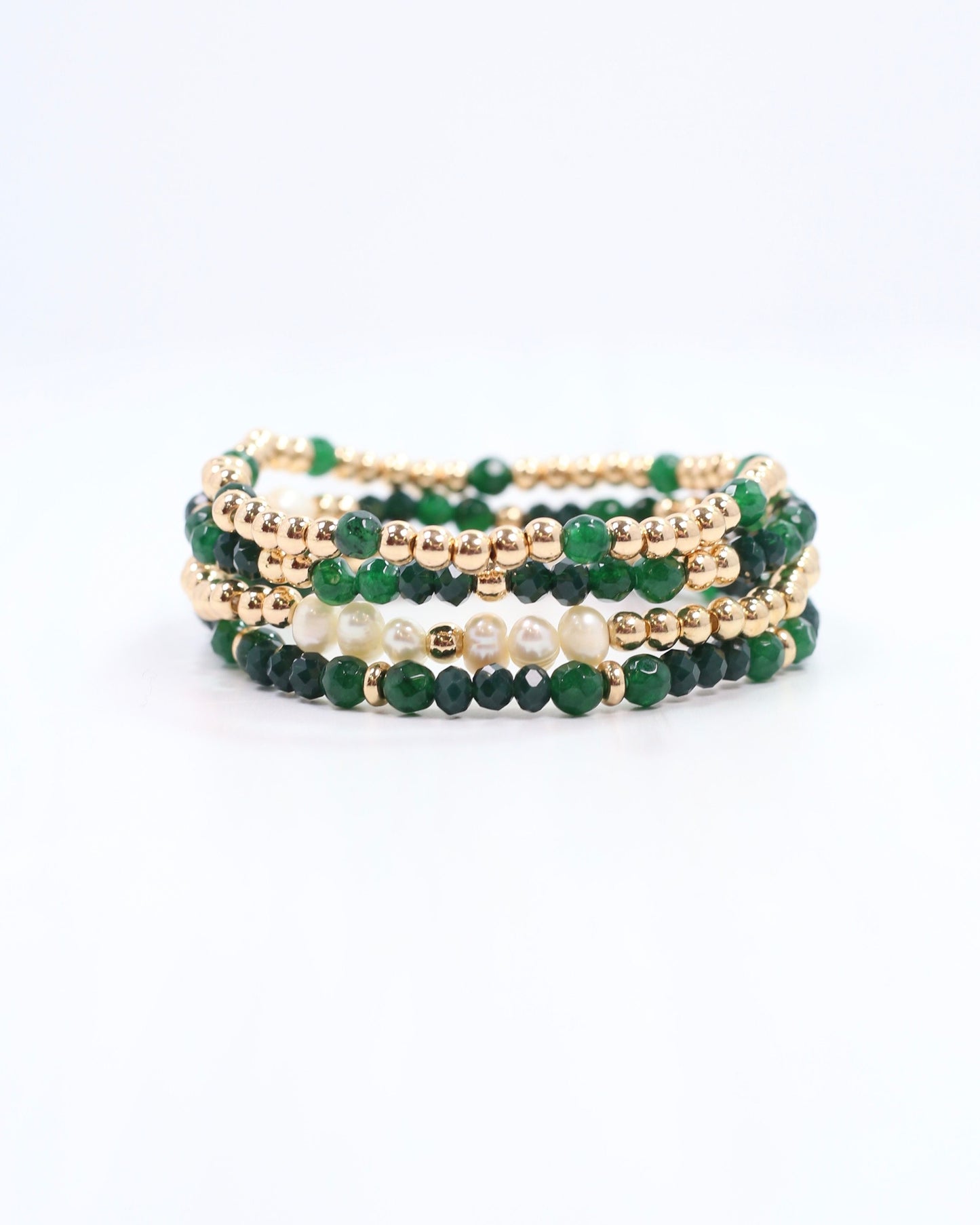 Quincy Beaded Bracelet Set Green