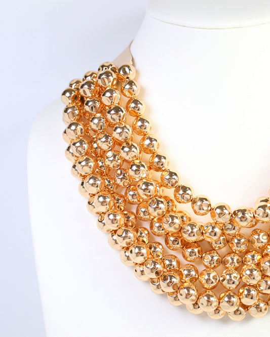 Kimbrel Multi Layered Beaded Necklace Shiny Gold