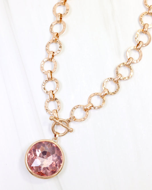 Palace Crystal Pendant Necklace Pink