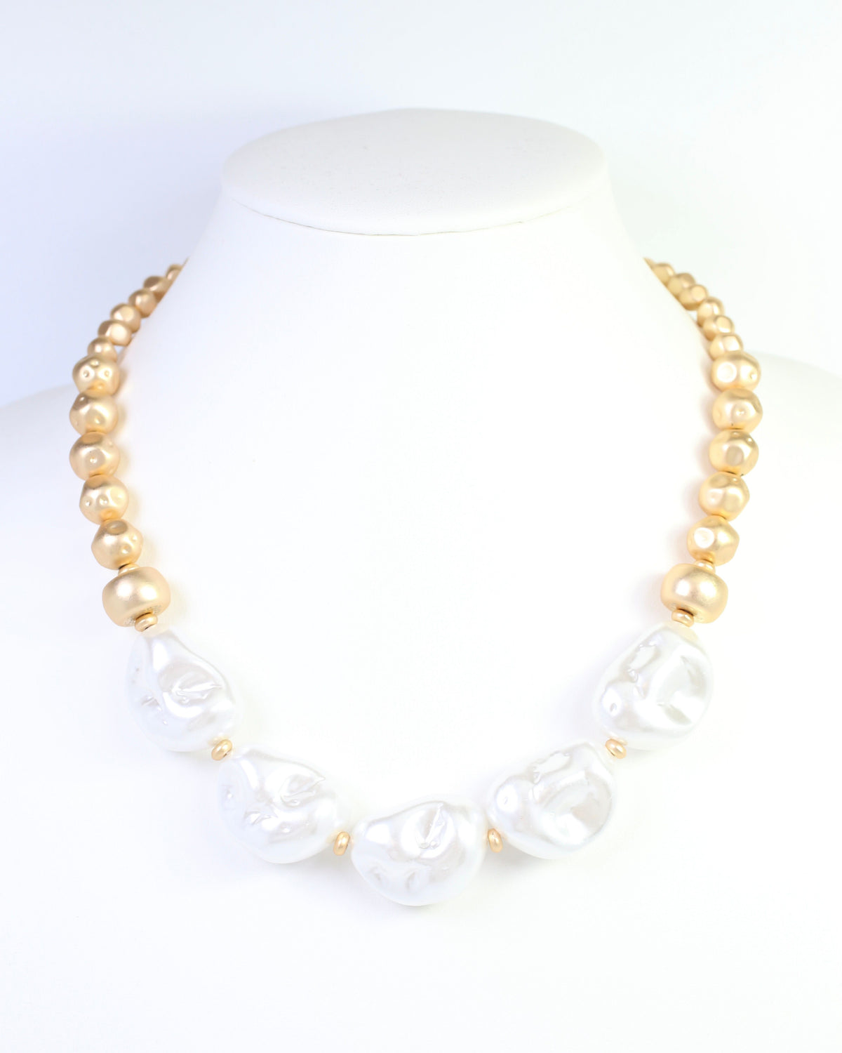 Alanbrooke Pearl Beaded Necklace Worn Gold
