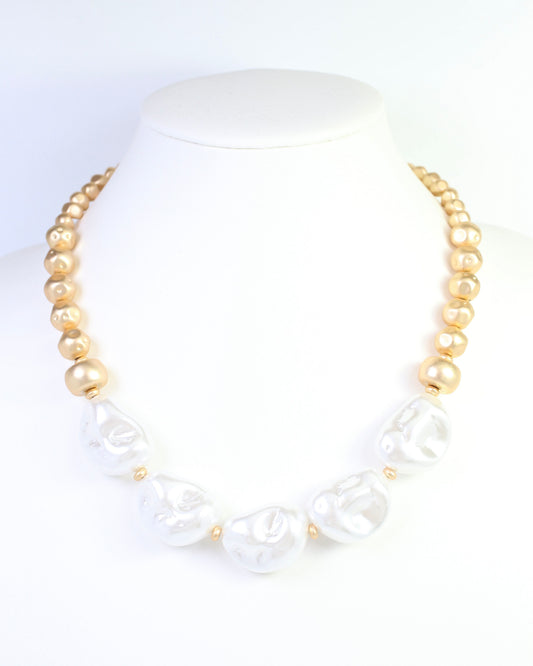 Alanbrooke Pearl Beaded Necklace Worn Gold